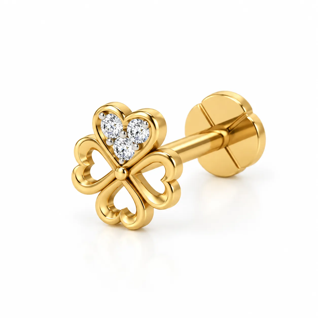 Love Charm Lab Grown Diamond Nose Pin – Front View