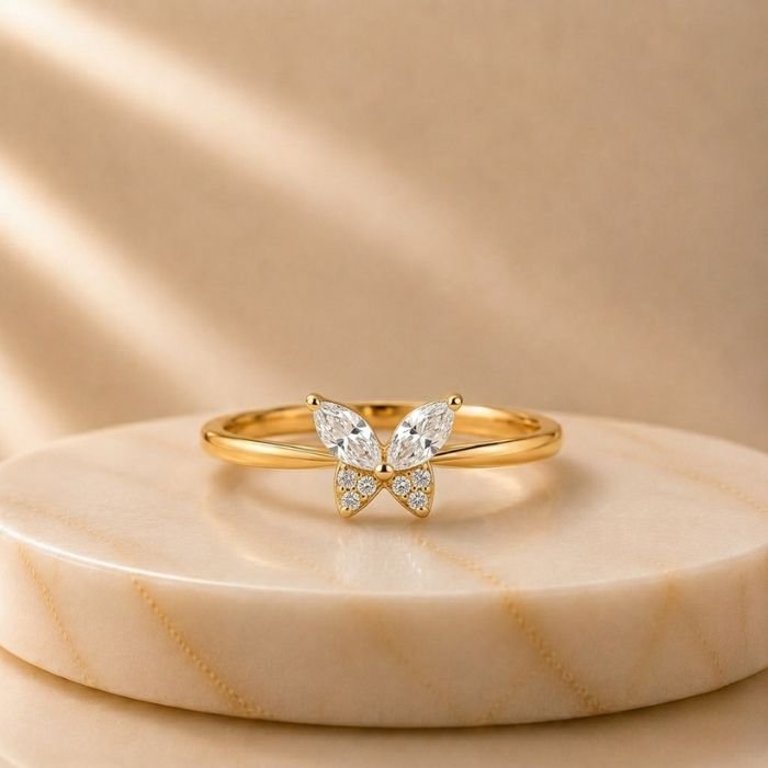 Marquise Butterfly Shape Diamond Ring Marquise Butterfly Shape Diamond Ring featuring delicate butterfly-inspired motifs crafted with marquise-shaped sparkling lab-grown diamonds and elegant detailing.