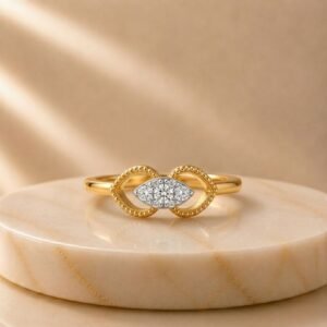 Marquise Diamond Milgrain Infinity Yellow Gold Ring featuring elegant infinity-inspired detailing with marquise-shaped lab-grown diamonds and intricate milgrain craftsmanship in yellow gold.