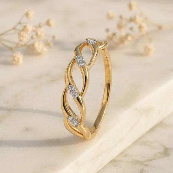 Mistee Elegance CVD diamond band ring with brilliant lab grown diamonds in a sleek elegant design for daily wear and luxury styling