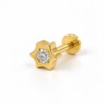 Gold Star Lab Grown Diamond Nose Pin Side View
