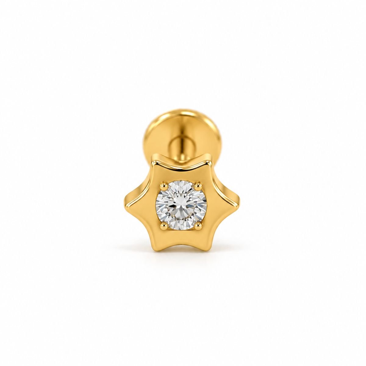 Star Design Lab Grown Diamond Nose Pin – Front View Star Design Lab Grown Diamond Nose Pin Front View