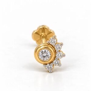 Luxe Crescent Lab Grown Diamond Gold Nose Pin Front View