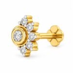 Luxe Crescent Lab Grown Diamond Gold Nose Pin Right Angle View