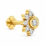 Luxe Crescent Lab Grown Diamond Gold Nose Pin Left Side View