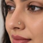 Luxe Crescent Lab Grown Diamond Gold Nose Pin for Women on Model