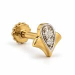 Golden Petal Lab Grown Diamond Nose Pin in 18K Gold Angled View