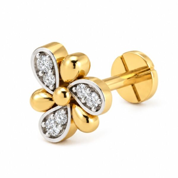 Butterfly Petal Lab Grown Diamond Nose Pin for Women Front View