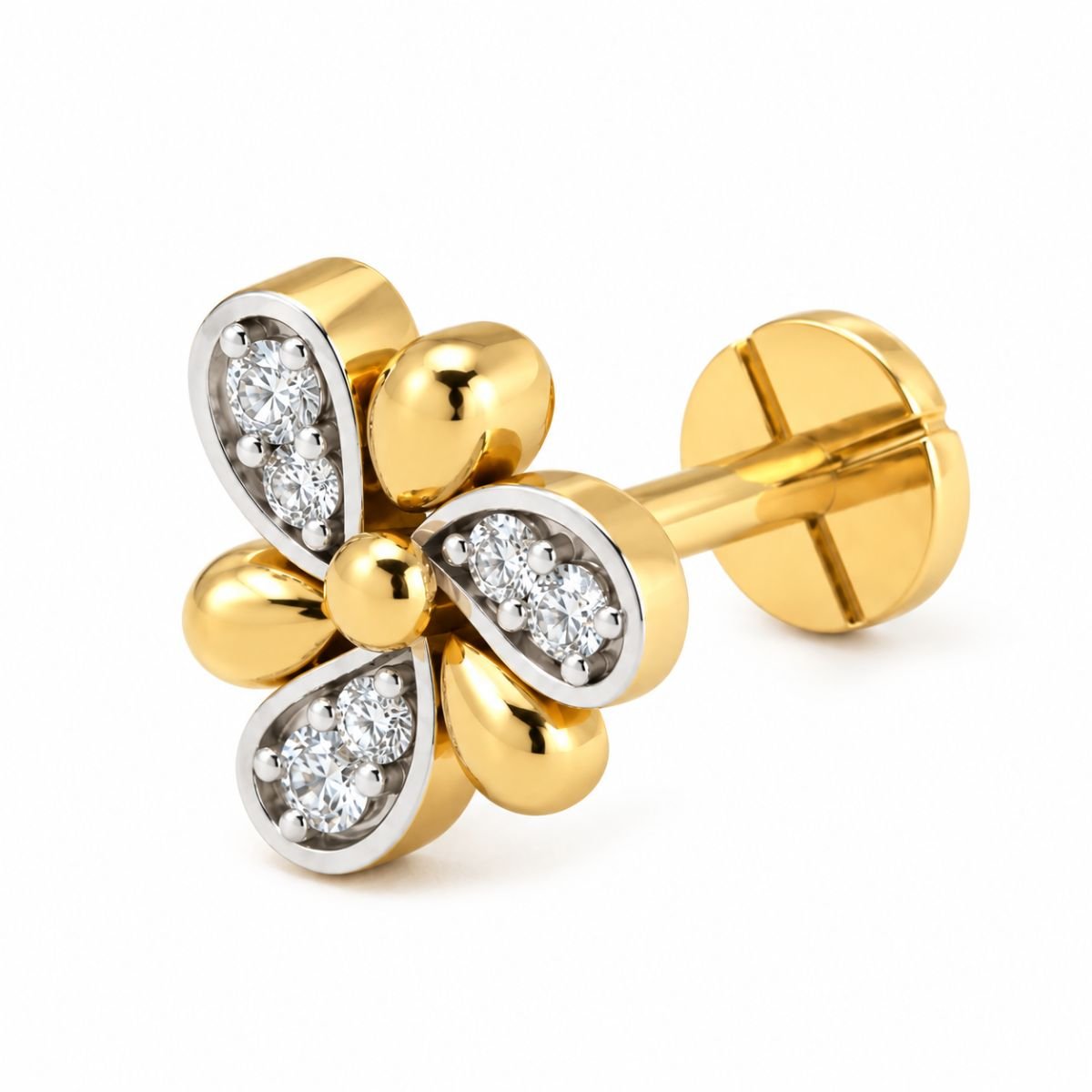 Butterfly Petal Lab Grown Diamond Nose Pin for Women Front View