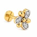 Butterfly Petal Lab Grown Diamond Nose Pin Angled View