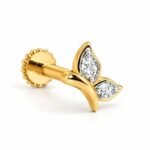 Butterfly Leaf Lab Grown Diamond Nose Pin in Yellow Gold