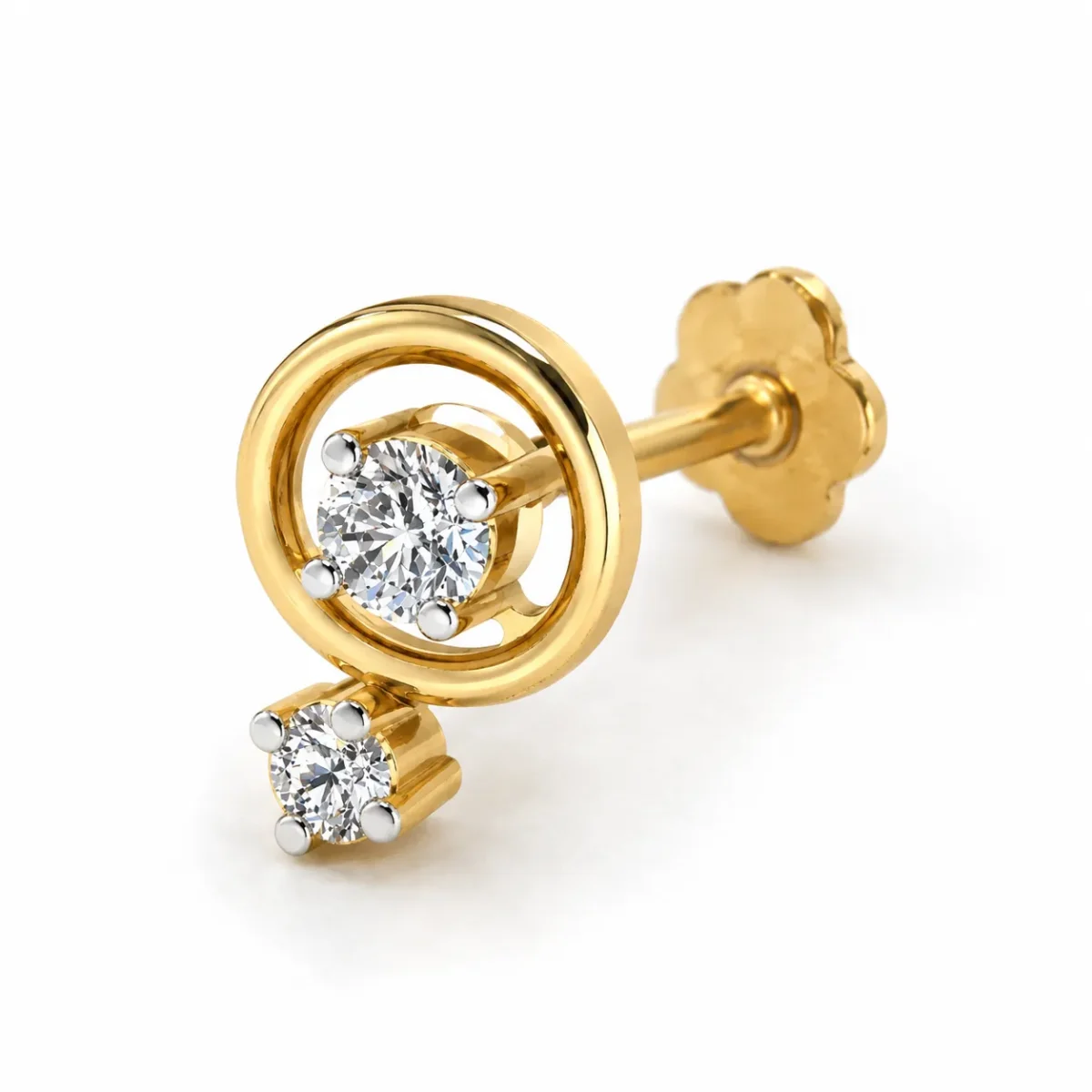 Orbit Drop Lab Grown Diamond Nose Pin Side Angle