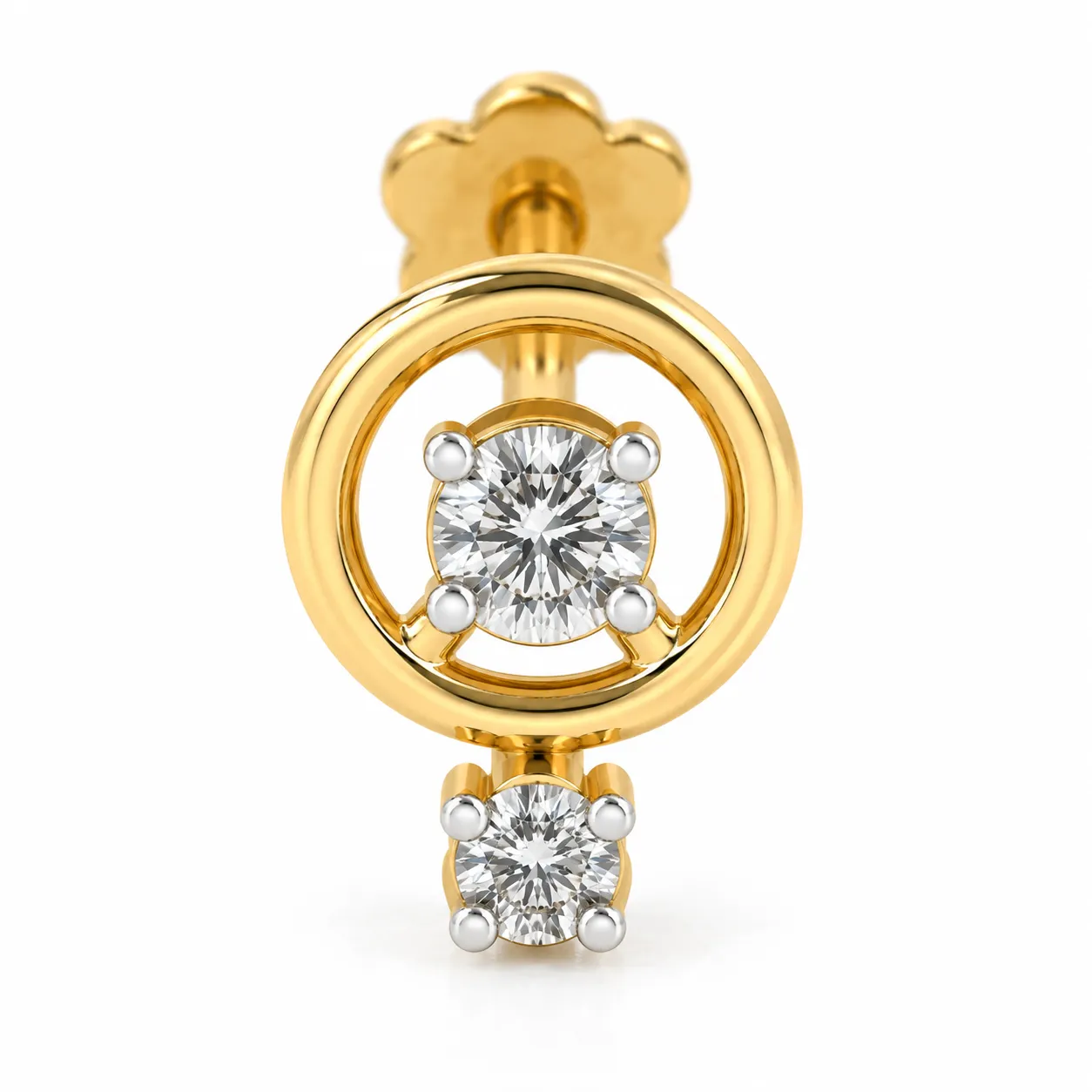 Orbit Drop Lab Grown Diamond Nose Pin – Front View Orbit Drop Lab Grown Diamond Nose Pin Front View