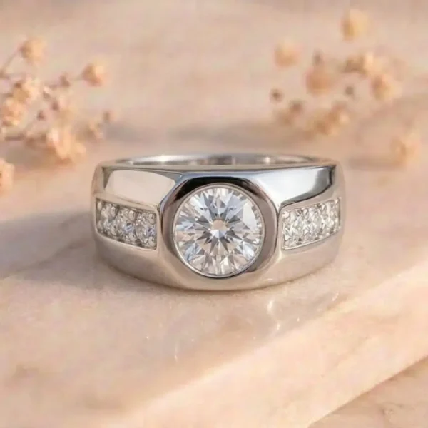 Orbit Solitaire Diamond Ring featuring a brilliant solitaire lab-grown diamond surrounded by a sleek orbit-inspired modern design.