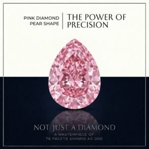 Loose fancy vivid pink pear diamond showing crisp facet lines and brilliant light dispersion on a soft white surface.