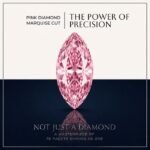 Loose fancy vivid pink marquise diamond showing sharp pointed tips and brilliant light dispersion on a soft white surface.