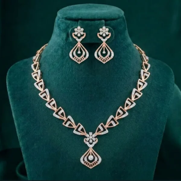 Peacock Arc Diamond Set featuring graceful peacock-inspired arc motifs adorned with sparkling lab-grown diamonds and matching elegant earrings.
