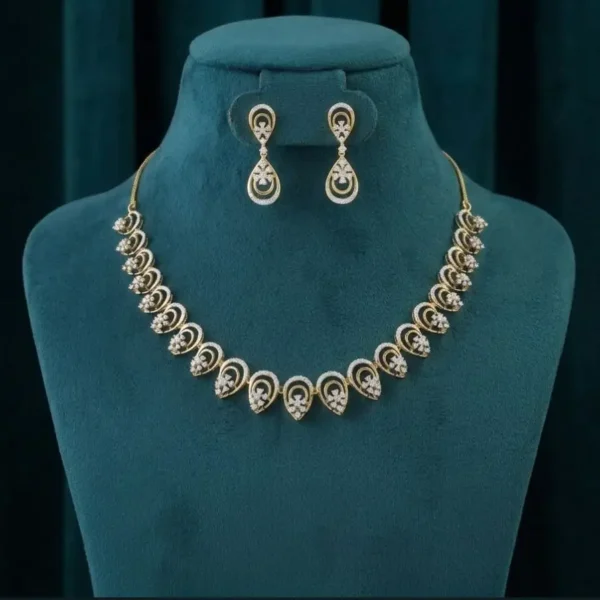 Premium pear cut CVD diamond crescent necklace set featuring lab-grown diamond