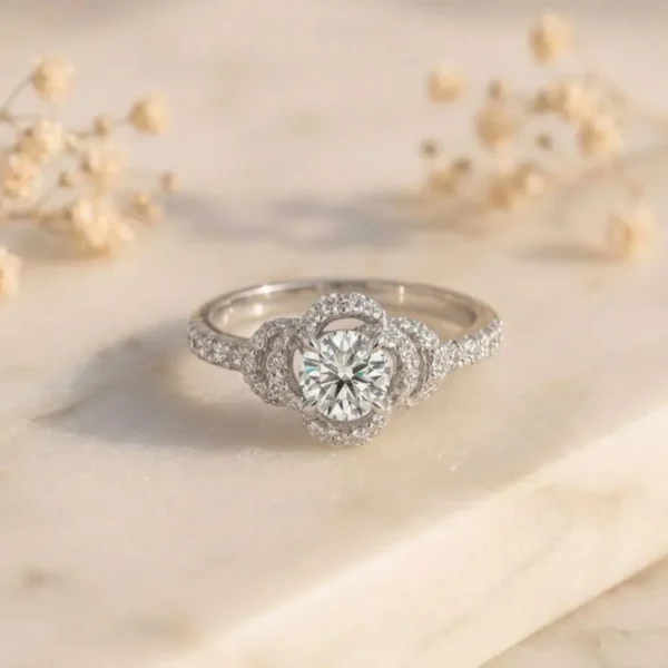 Petal Crown Diamond Ring featuring crown-inspired floral petals adorned with sparkling lab-grown diamonds and elegant craftsmanship.
