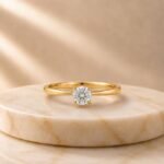 Round Brilliant Solitaire Yellow Gold Ring featuring a sparkling round brilliant-cut lab-grown diamond set in a polished yellow gold band.