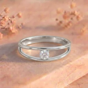 Split Band Floating Solitaire Diamond Ring featuring a sleek split-band design with a floating solitaire lab-grown diamond and modern polished detailing.