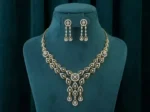 Classic teardrop CVD diamond necklace set featuring a high-clarity pear-cut lab-grown diamond pendant on a polished gold chain.