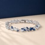 Marquise lab diamond tennis bracelet - Leaf Motif - Image 2