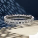 A high-end macro photo of a pear-cut lab-grown diamond tennis bracelet titled Tennis Bracelet
