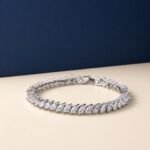 Marquise cut lab grown diamond tennis bracelet in white gold