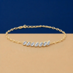 Marquise lab diamond chain bracelet featuring a flare of stones on a gold link chain.