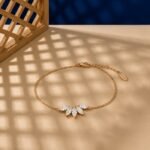 Marquise lab diamond fan cluster bracelet in yellow gold