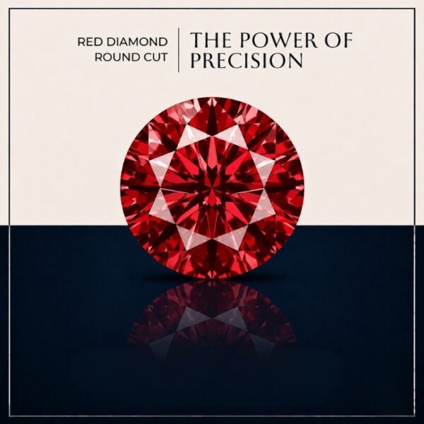 Loose Round Cut Red Lab Grown Diamond with Brilliant Sparkle