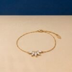 Marquise lab diamond fan cluster bracelet in yellow gold