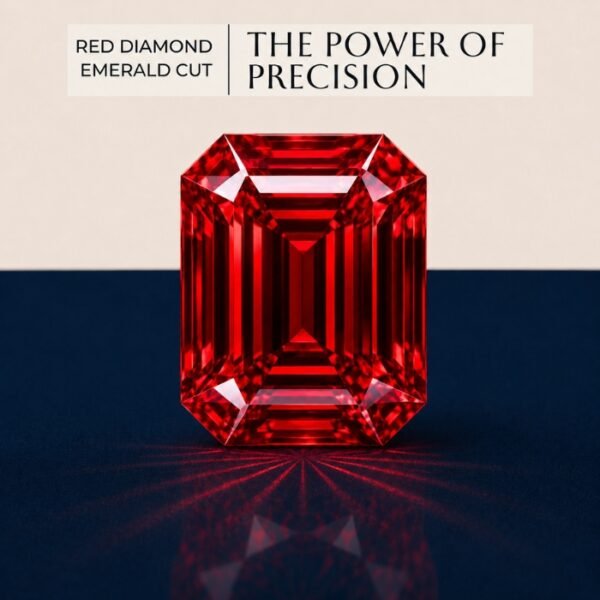Loose Red Emerald Cut Lab Grown Diamond with Elegant Brilliance