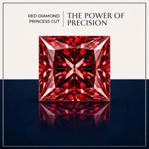 Loose Princess Cut Red Lab Grown Diamond with Brilliant Sparkle