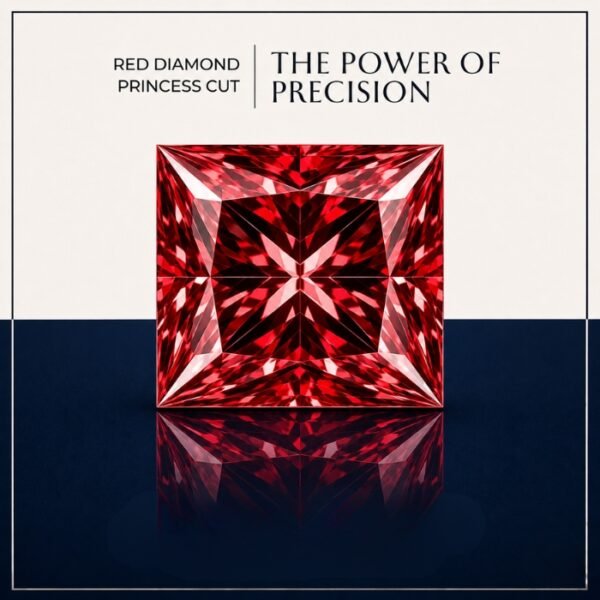 Loose Princess Cut Red Lab Grown Diamond with Brilliant Sparkle