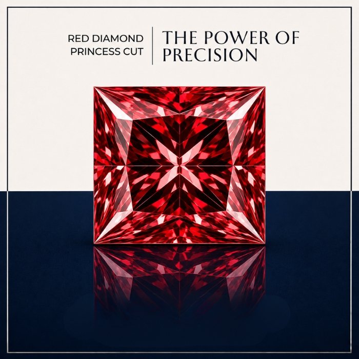 Luxury Loose Princess Cut Red Lab Grown Diamond Loose Princess Cut Red Lab Grown Diamond with Brilliant Sparkle