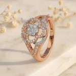 Elegant Camellia Floral CVD Diamond Ring in Rose Gold – Luxury Lab-Grown Designer Ring for Women