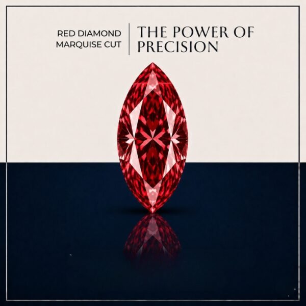 Loose Marquise Cut Red Lab Grown Diamond with Brilliant Sparkle