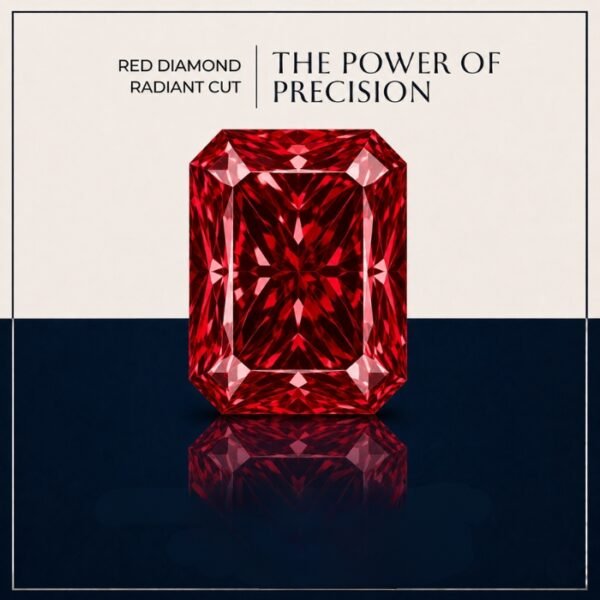 Loose Radiant Cut Red Lab Grown Diamond with Exceptional Sparkle