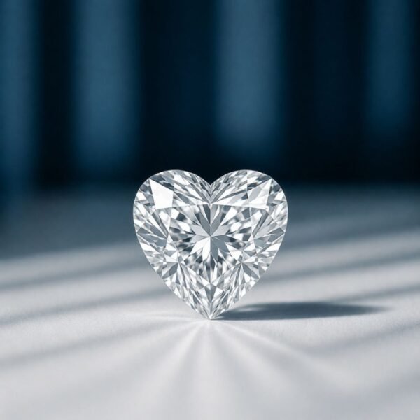 Discover our premium loose heart cut lab diamond. Featuring 76 precision facets, this ethical CVD stone is perfect for custom engagement rings.