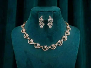 Wave Blossom Diamond Set featuring graceful wave-inspired floral motifs adorned with sparkling lab-grown diamonds and matching elegant earrings.