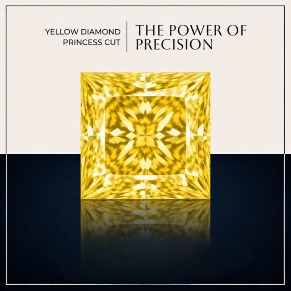 Loose Yellow Princess Cut Lab Grown Diamond with Brilliant Sparkle