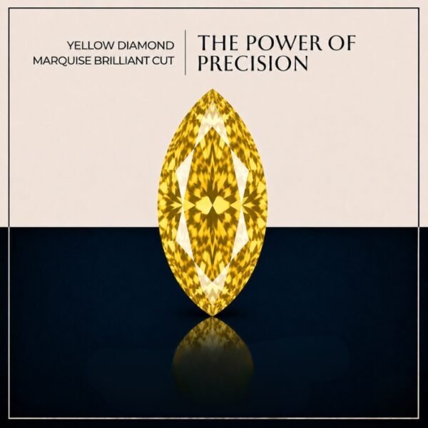 Loose Yellow Marquise Cut Lab Grown Diamond with Brilliant Sparkle