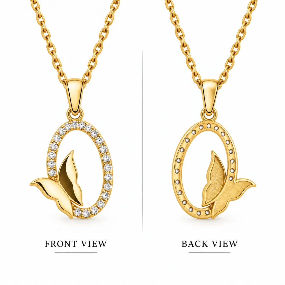 Luxury Butterfly Halo Lab Grown Diamond Pendant in 18K Gold for Women – Perfect for Gifting & Everyday Elegance - Image 3