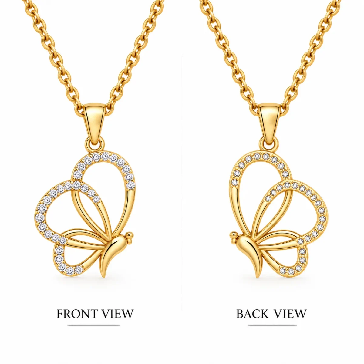 Stunning Butterfly Lab Grown Diamond Pendant in 18K Gold for Women – Elegant Nature-Inspired Sparkle for Every Occasion - Image 3