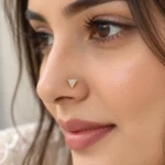 Pyramid Cluster Lab Grown Diamond Nose Pin for Women on Model