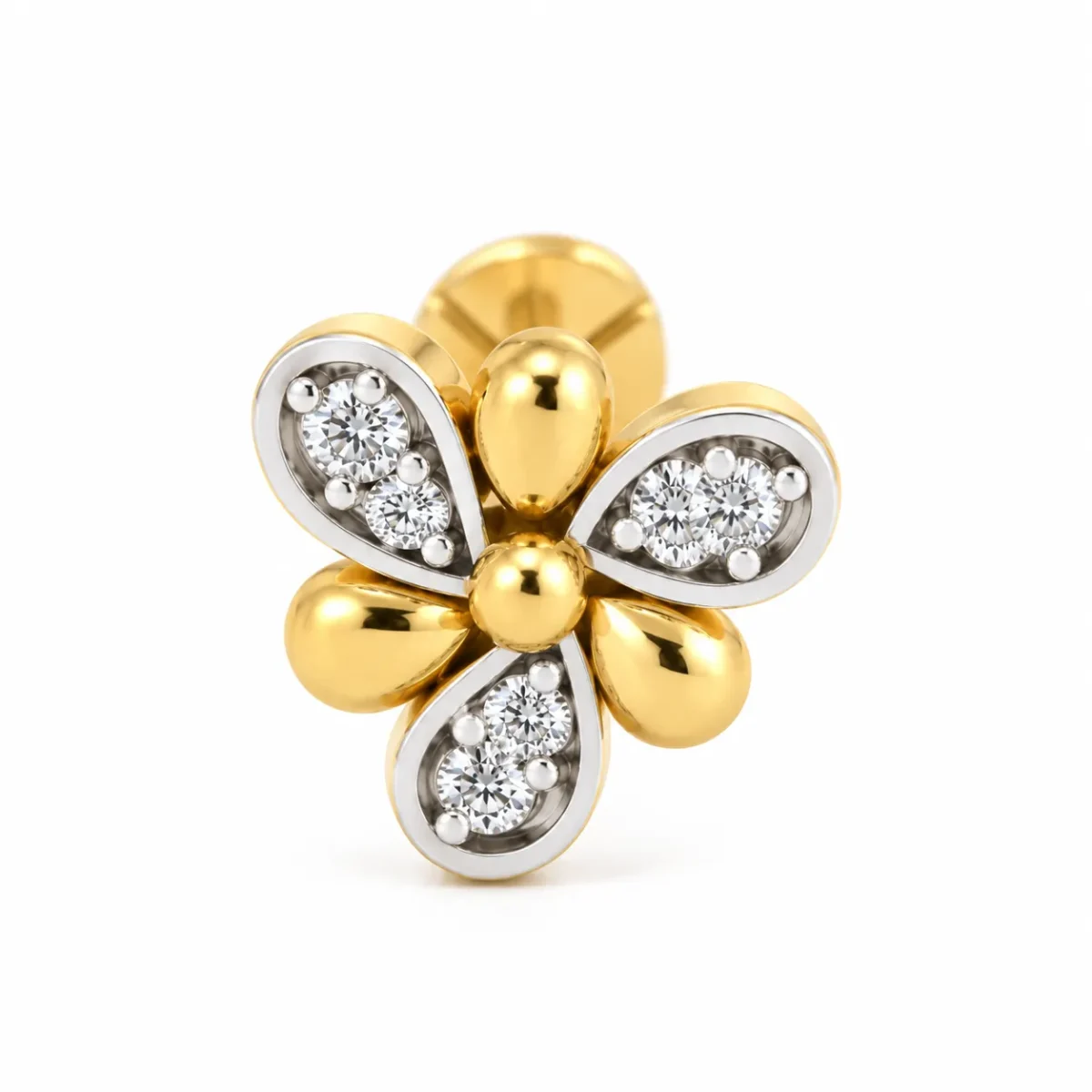 Butterfly Petal Lab Grown Diamond Nose Pin for Women Front View