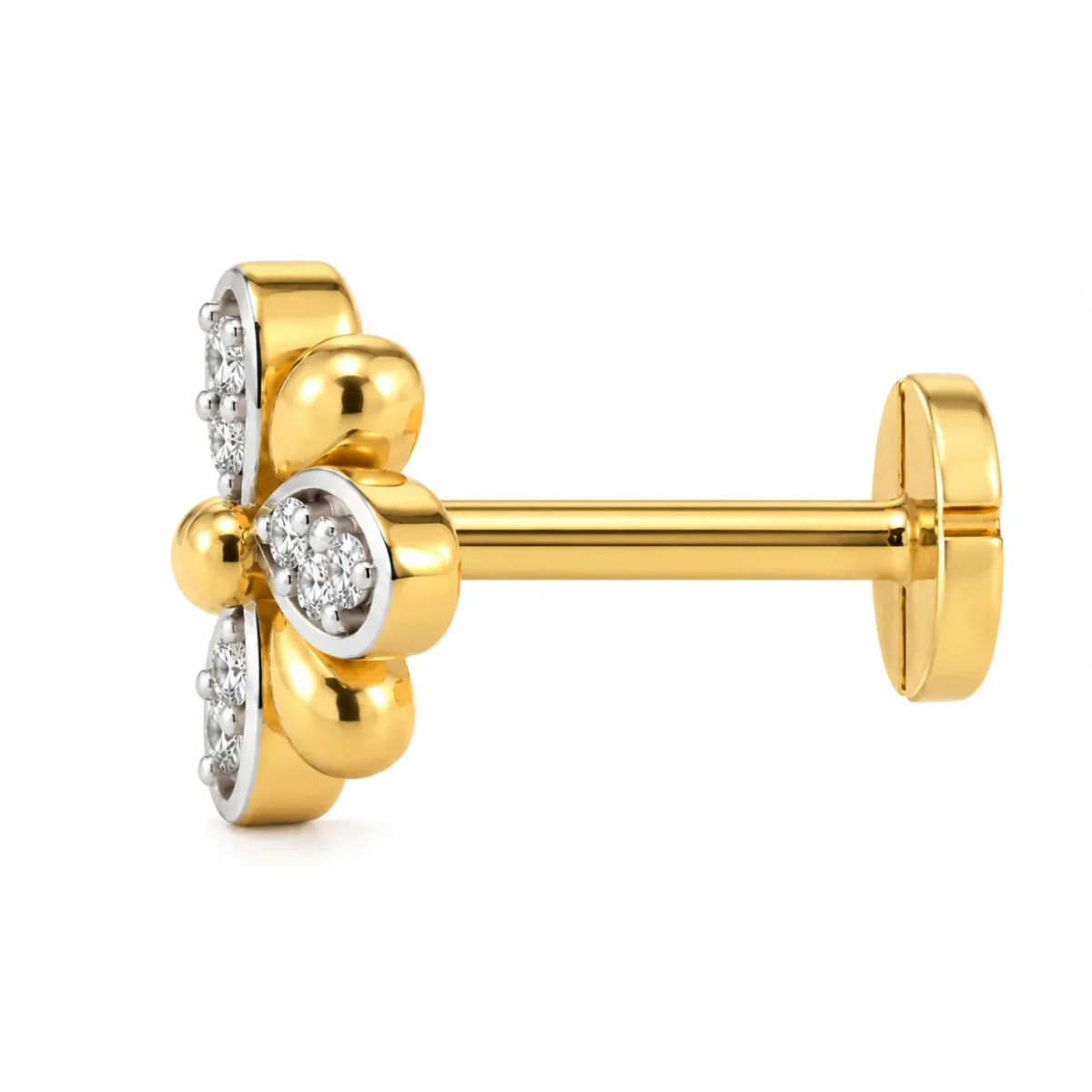 Butterfly Petal Lab Grown Diamond Nose Pin for Women Side View