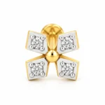 Clover Spark Lab Grown Diamond Nose Pin in Yellow Gold